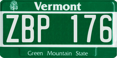 VT license plate ZBP176