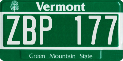 VT license plate ZBP177