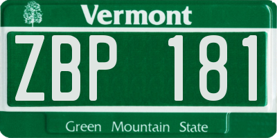 VT license plate ZBP181
