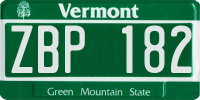 VT license plate ZBP182