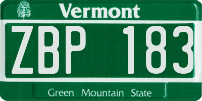 VT license plate ZBP183