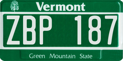 VT license plate ZBP187