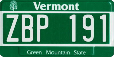 VT license plate ZBP191