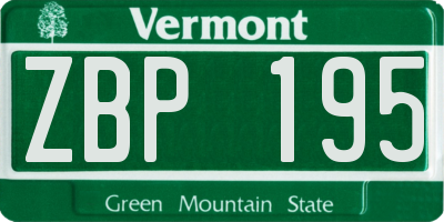 VT license plate ZBP195