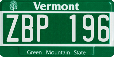 VT license plate ZBP196