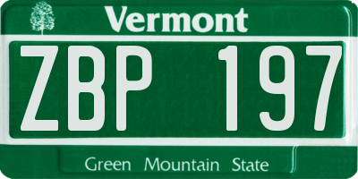 VT license plate ZBP197