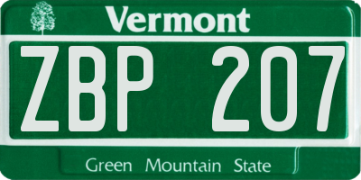 VT license plate ZBP207