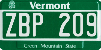 VT license plate ZBP209