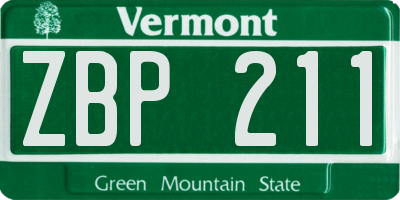 VT license plate ZBP211
