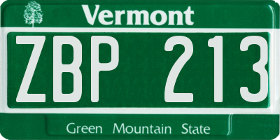 VT license plate ZBP213