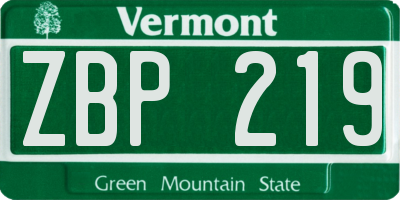 VT license plate ZBP219