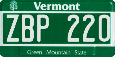 VT license plate ZBP220