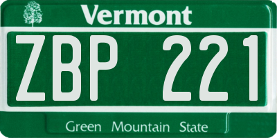 VT license plate ZBP221