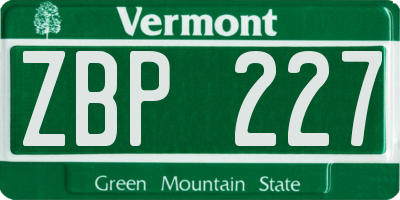 VT license plate ZBP227