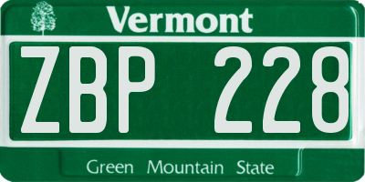 VT license plate ZBP228