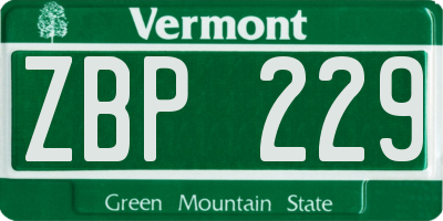 VT license plate ZBP229