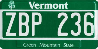VT license plate ZBP236