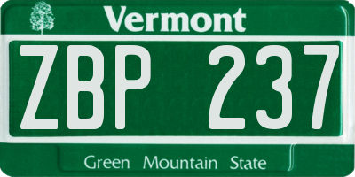VT license plate ZBP237