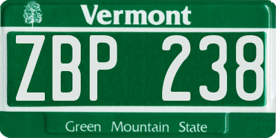 VT license plate ZBP238
