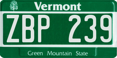 VT license plate ZBP239