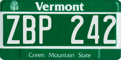 VT license plate ZBP242