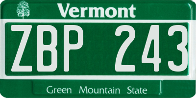 VT license plate ZBP243