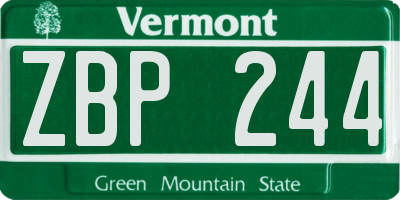 VT license plate ZBP244