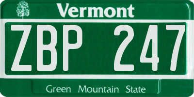 VT license plate ZBP247
