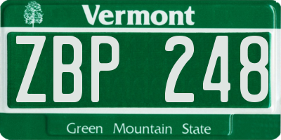 VT license plate ZBP248