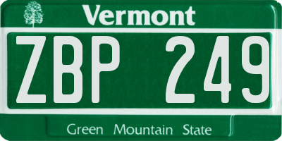 VT license plate ZBP249