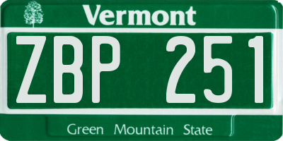 VT license plate ZBP251