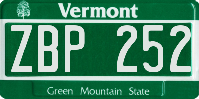VT license plate ZBP252