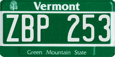 VT license plate ZBP253