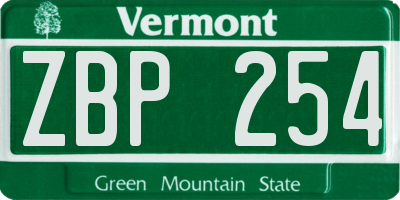 VT license plate ZBP254