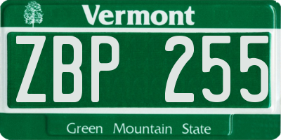 VT license plate ZBP255