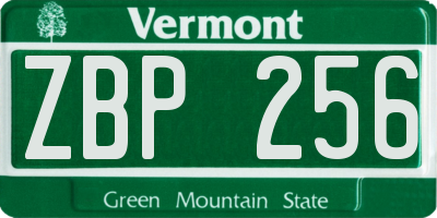 VT license plate ZBP256