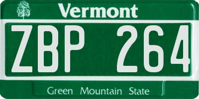 VT license plate ZBP264