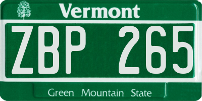VT license plate ZBP265