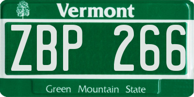 VT license plate ZBP266
