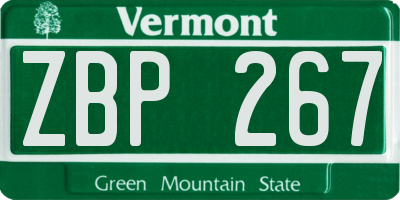 VT license plate ZBP267