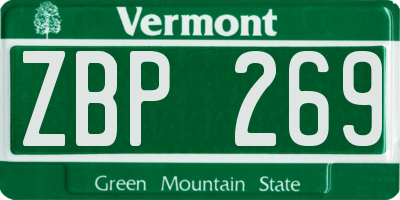 VT license plate ZBP269