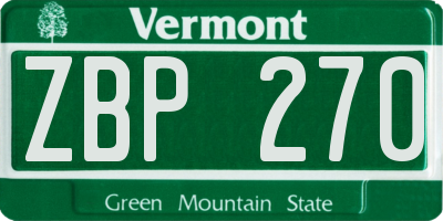 VT license plate ZBP270