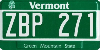 VT license plate ZBP271