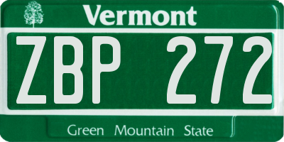 VT license plate ZBP272