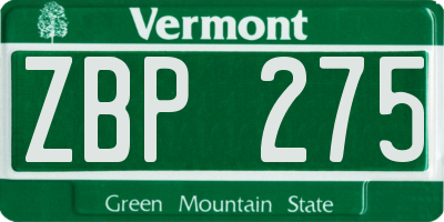 VT license plate ZBP275