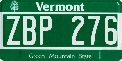 VT license plate ZBP276