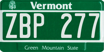 VT license plate ZBP277