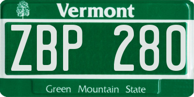 VT license plate ZBP280