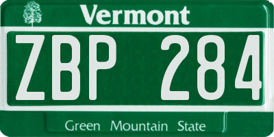 VT license plate ZBP284