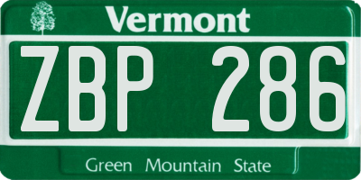 VT license plate ZBP286